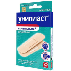 Лейкопластырь бактерицидный Унипласт прозрачный 1,9х7,2см N20