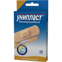 Лейкопластырь бактерицидный Унипласт натуральный 1,9х7,2см N20