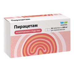 Пирацетам таблетки п.п.о. 800мг N30 Обновление