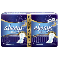 Прокладки Always  ультра найт экстра защита део N12