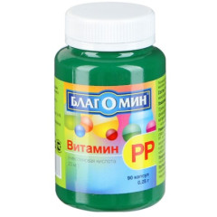 Благомин Витамин PP (Никотиновая кислота) 20мг капсулы 0,25г N90