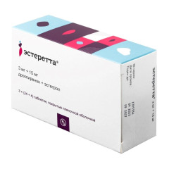 Эстеретта таблетки п.п.о. 3мг+15мг N84