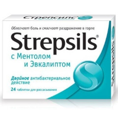 Стрепсилс таблетки для рассасывания ментол-эвкалипт N24