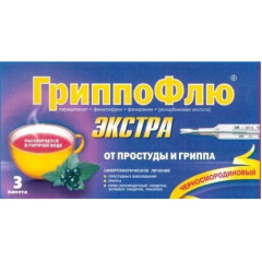Гриппофлю Экстра от простуды и гриппа порошок для раствора для внутреннего применения черная смородина 13г N3