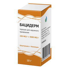Бацидерм 250ме/г+5000ме/г порошок для наружного применения 10г