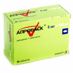Апроваск таблетки п.п.о. 5мг+150мг N28