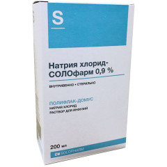Натрия Хлорид-Солофарм р-р д/инфузий 0,9% 200мл N1 полифлак-домус