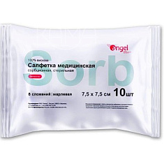 Салфетки стерильные 7,5х7,5см марлевые 8 сложений N10 Angel
