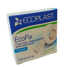 Ecoplast Пластырь фиксирующий тканый Ecofix 1,25см х 5м