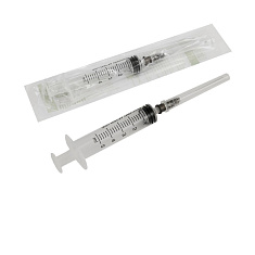 Шприц 3х-детальный одноразовый Луер 5мл с иглой 22G 0,7х38мм №1 Цзянсу Чжиюй