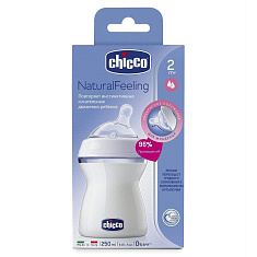 Chicco Natural feeling бутылочка полипропиленовая + соска силиконовая с флексорами 2+ 250мл нейтральная