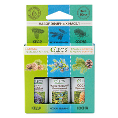 Набор масел эфирных кедр атласский, можжевельник обыкновенный, сосна обыкновенная 10мл х 3шт Олеос
