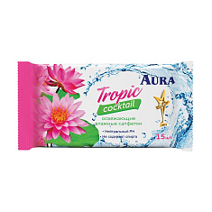 AURA Влажные освежающие салфетки Tropic Cocktail 15шт