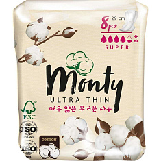 Monty Прокладки Ultra Thin Super Plus 8шт