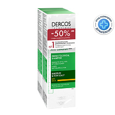 Виши Деркос Шампунь-уход против перхоти для сухих волос и кожи головы склонной к зуду 200 мл дуопак