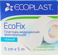 Ecoplast Пластырь фиксирующий текстильный Ecofix 5см X 5м