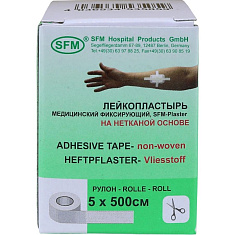 Лейкопластырь 5х500см SFM-PLASTER фиксирующий нетканый