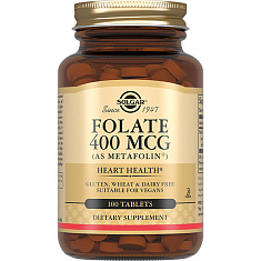 Солгар Фолат (Метафолин) 400мкг таблетки N100