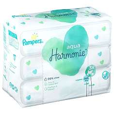 Pampers Салфетки влажные детские Harmonie Aqua №48 х 3