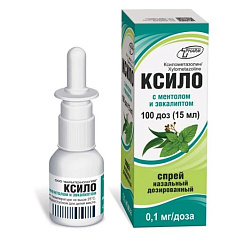 Ксило с ментолом и эвкалиптом спрей назальный дозированный 0,1мг/доза 15мл