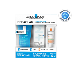 La Roche Posay (Ля Рош-Позе) Эфаклар набор (гель очищ. пенящ.50мл + крем-гель Дуо+М 15мл + флюид Антгелиос 3мл)
