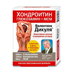 Валентина Дикуля Хондроитин и Глюкозамин + МСМ капсулы 975мг №30