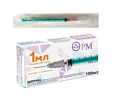 Шприц инсулиновый 1мл 100ин/ед c иглой 26G 0,45х12мм N100 Премьер-Мед
