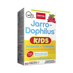 Jarrow Formulas Джарро-Дофилус Кидс 1 млрд КОЕ жевательные таблетки со вкусом натуральной малины 602,75мг №60