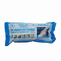 Медитек Бинт гипсовый клеевой на марлевой основе 15х300см