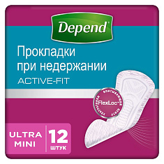 Depend Active Fit Прокладки при недержании для женщин Ультра Мини N12