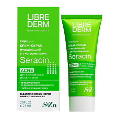 LibreDerm Серацин крем-скраб очищающий с эко-гранулами для жирной кожи 75мл
