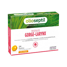 Olioseptil (Олиосептил) Gorge-Larynx Pastiles Гордж Ларинкс пастилки для горла мед/лимон N24
