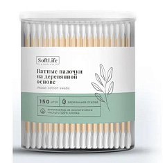 SoftLife Премиум ватные палочки на деревянной основе №150