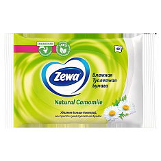 Zewa Бумага туалетная влажная Natural Camomile 40листов