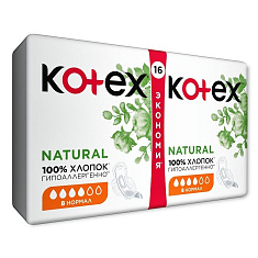 Kotex Прокладки Natural нормал N16