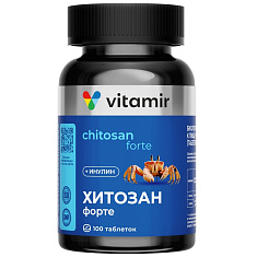 Витамир Хитозан форте таблетки 1400мг N100