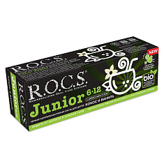 ROCS Зубная паста Junior Black Editionот 6 до 12 лет Кокос и Ваниль 74г