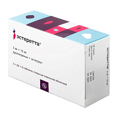 Эстеретта таблетки п.п.о. 3мг+15мг N84