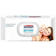 Эконом смарт салфетки влажные детские с Алоэ Вера 150шт