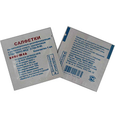 Салфетка с пропиткой 70% раствором этилового спирта СПДс-В-М 60х60мм N100 Випс-Мед