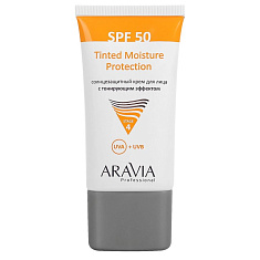 Aravia Professional Солнцезащитный крем для лица с тонирующим эффектом Tinted Moisture Protection SPF50 50мл