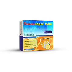 Темпонорм Флю порошок для приготовления раствора для применения внутрь лимон 325мг+10мг+20мг+50мг №10