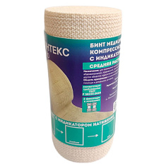 Интекс Pro Бинт эластичный компрессионный средней растяжимости с индикатором натяжения и фиксаторами 10см х 1м