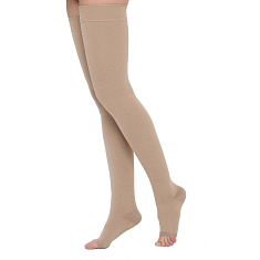 Центр Компресс Чулки компрессионные до бедра с открытым мыском 1 класс размер 3 кремовые