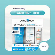 La Roche Posay (Ля Рош-Позе) Эфаклар набор (гель очищ. пенящ.50мл + крем-гель Дуо+М 15мл + флюид Антгелиос 3мл)