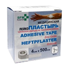 Лейкопластырь 4х500см SFM-PLASTER фиксирующий тканевый
